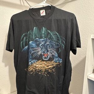 Black T-Shirt with Panther Graphic